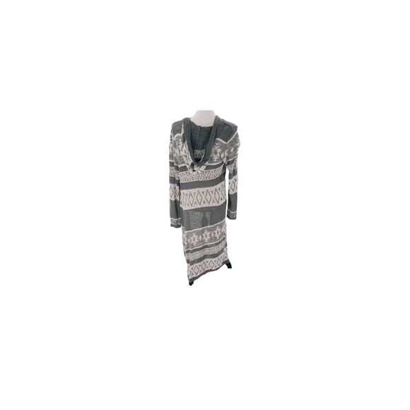 Gray Aztec Pattern Hooded Cardigan size medium - Picture 5 of 9